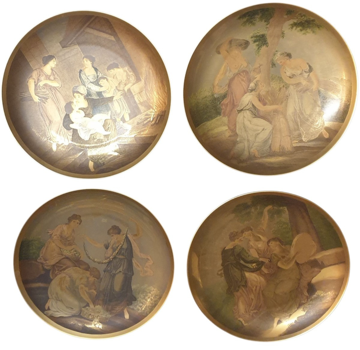 Bavaria 4 grande assiettes porcelaine doré Allemagne XXème -photo-2