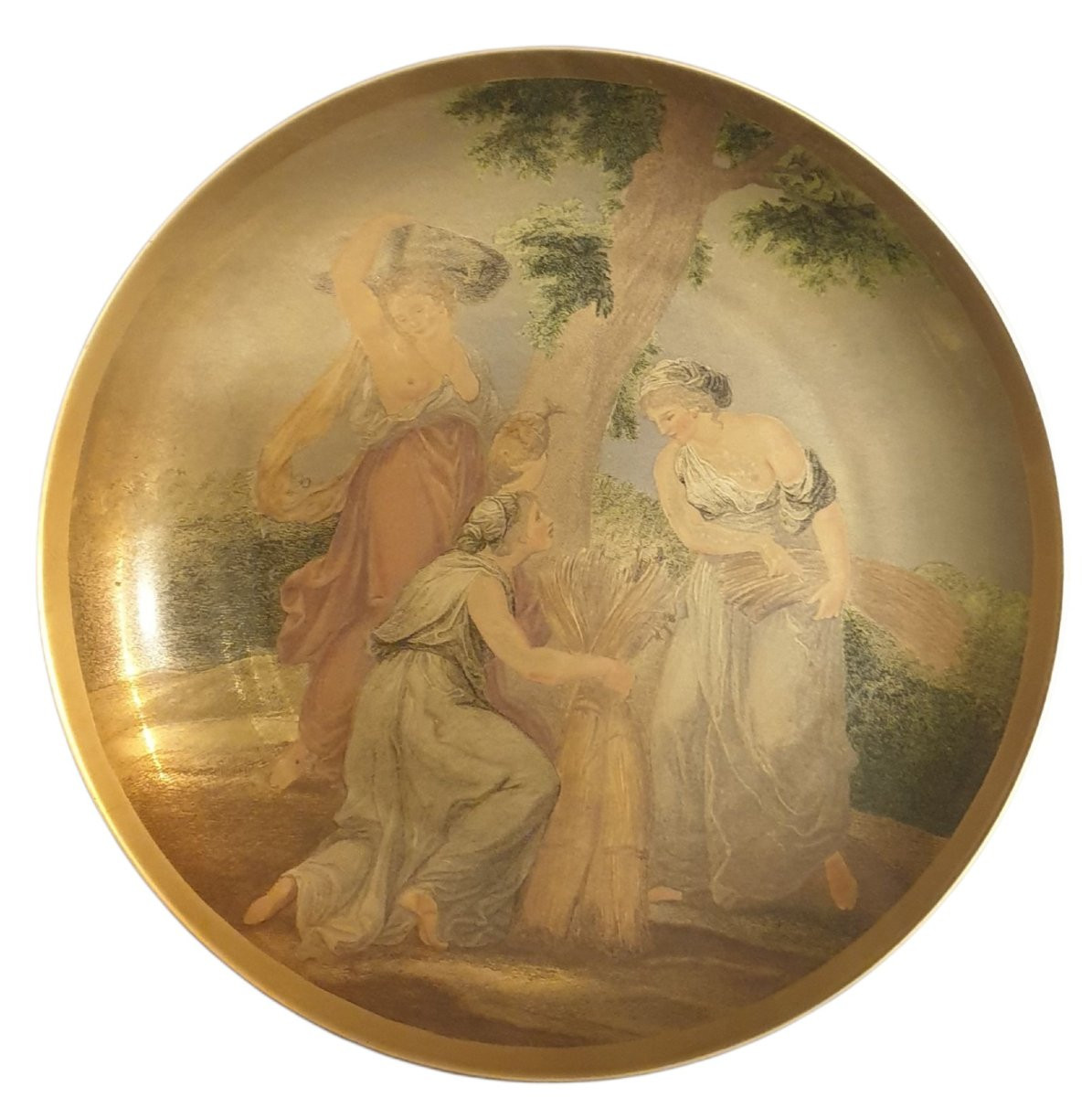 Bavaria 4 grande assiettes porcelaine doré Allemagne XXème -photo-1