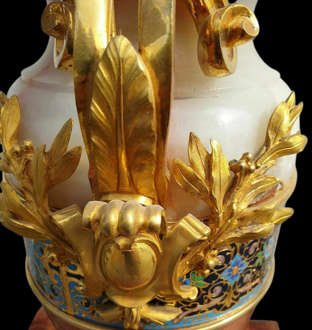 Vase en onyx d'Algérie par Eugène Cornu XIXe siècle cloisonné -photo-2