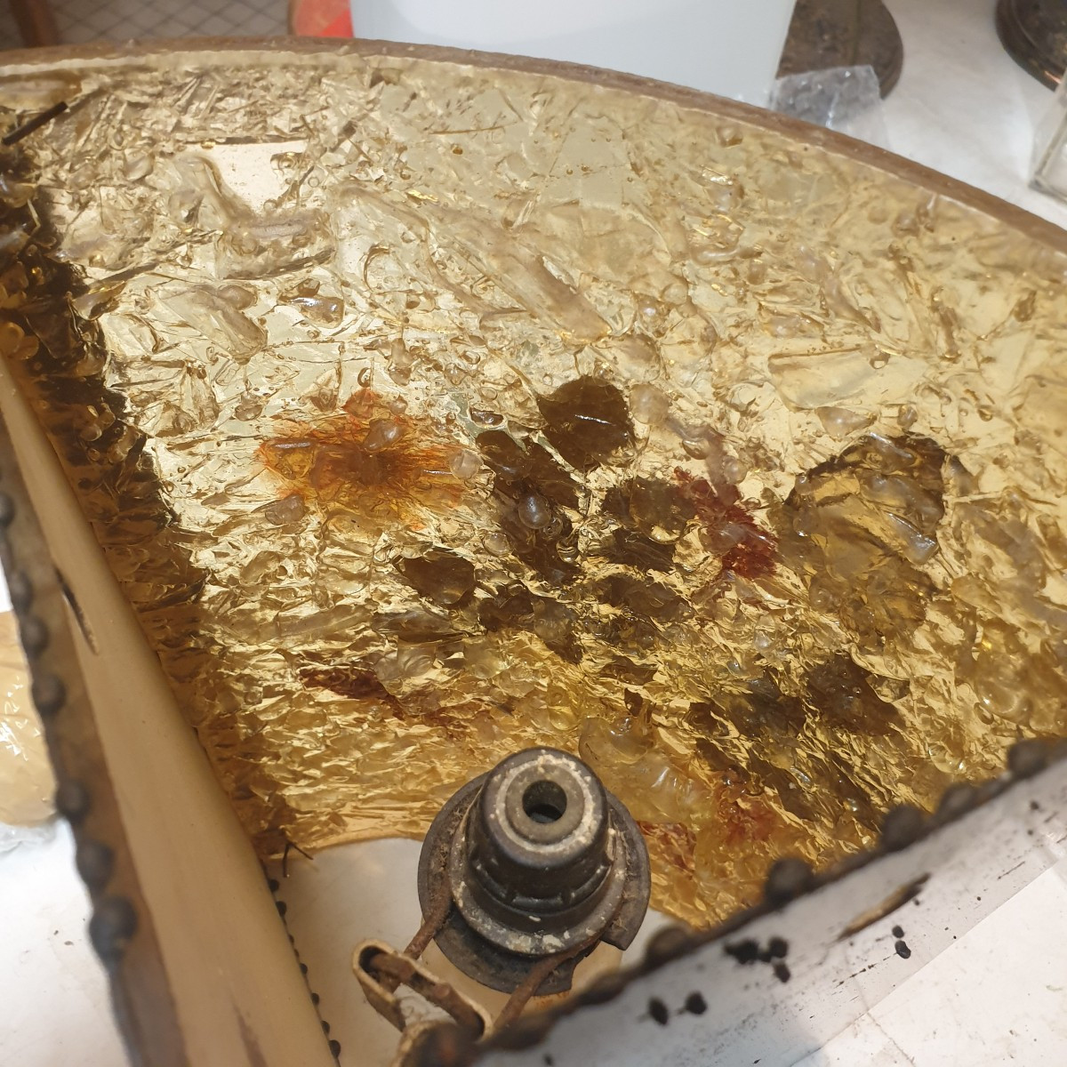 Accolay Corner Wall Light In Patinated Copper And Resin, France, Circa 1970-photo-4