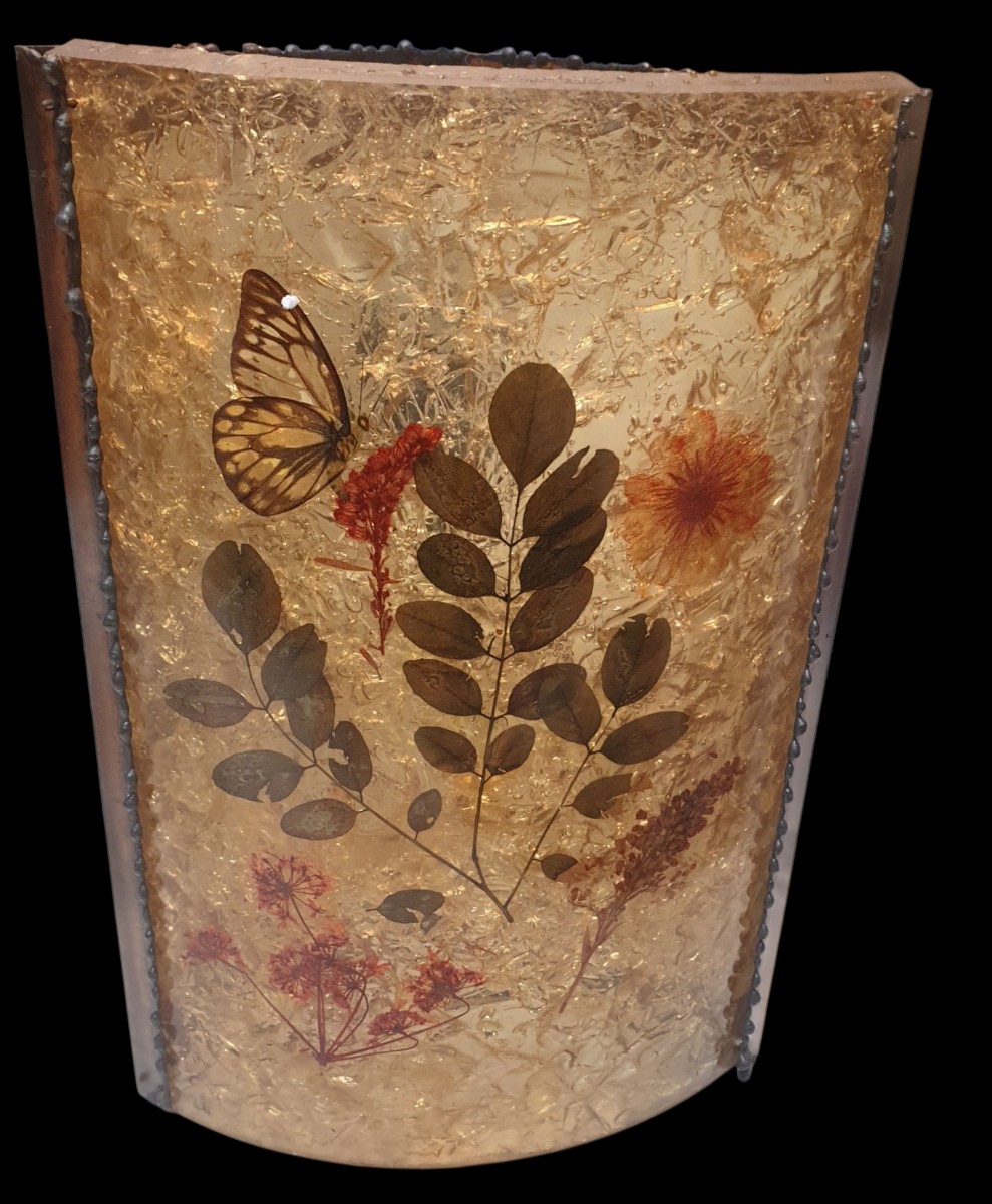 Accolay Corner Wall Light In Patinated Copper And Resin, France, Circa 1970