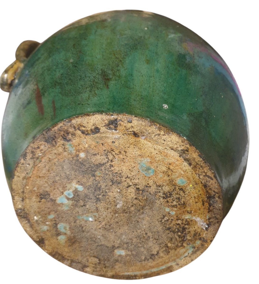 Enciene et Importante cruche en terre cuite vernisée vert -photo-5