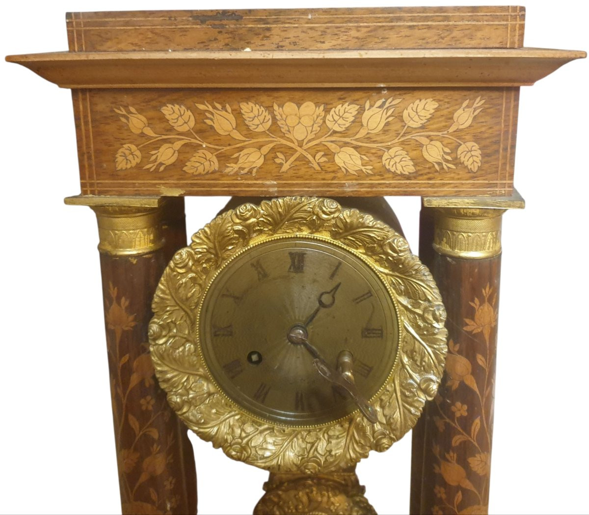 Pendule a colonne Charles xx en marqueterie -photo-1