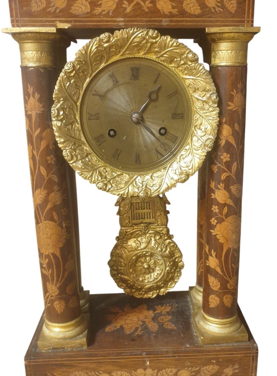 Pendule a colonne Charles xx en marqueterie -photo-3