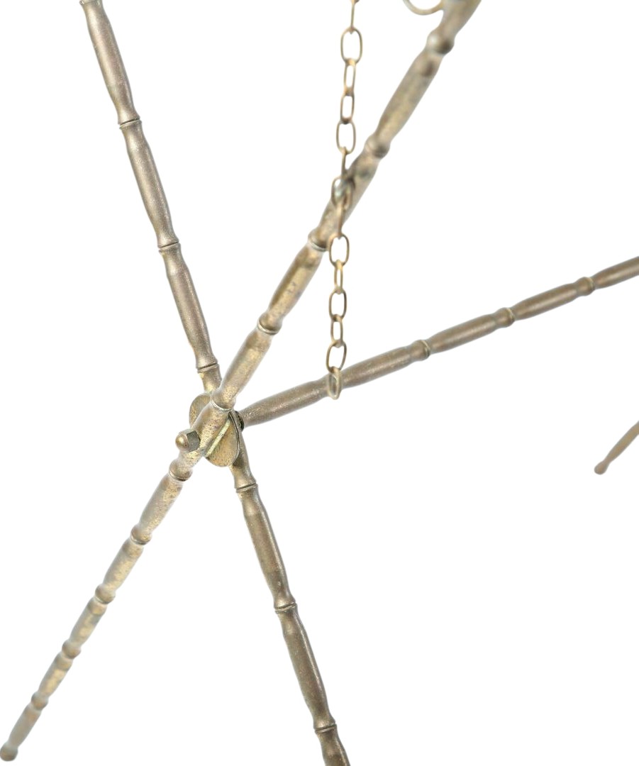 Jacques Adnet Pair Of Folding Tables In Silver-plated Brass With Imitation Bamboo Finish-photo-3