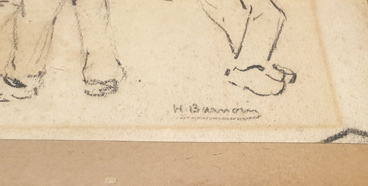 Henri Barnoin dessin 3 marains sur un quai -photo-2