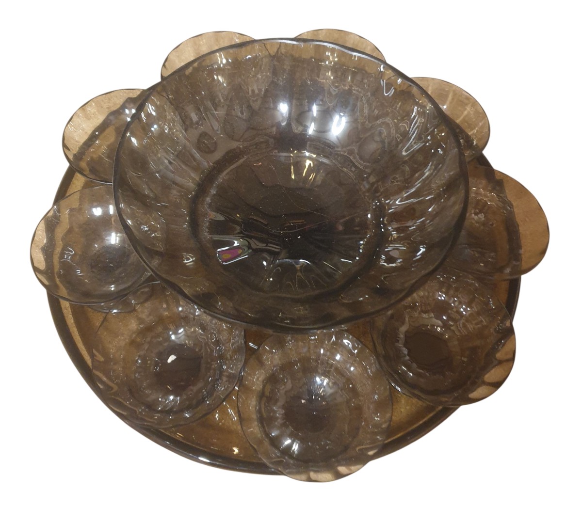 Daume Nancy Service a punch en cristal fumé 