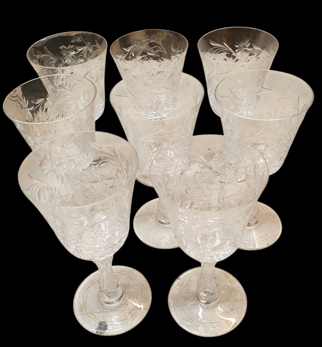 8 Saint Louis Virginia Pattern Glasses, 15.5 Cm High -photo-2