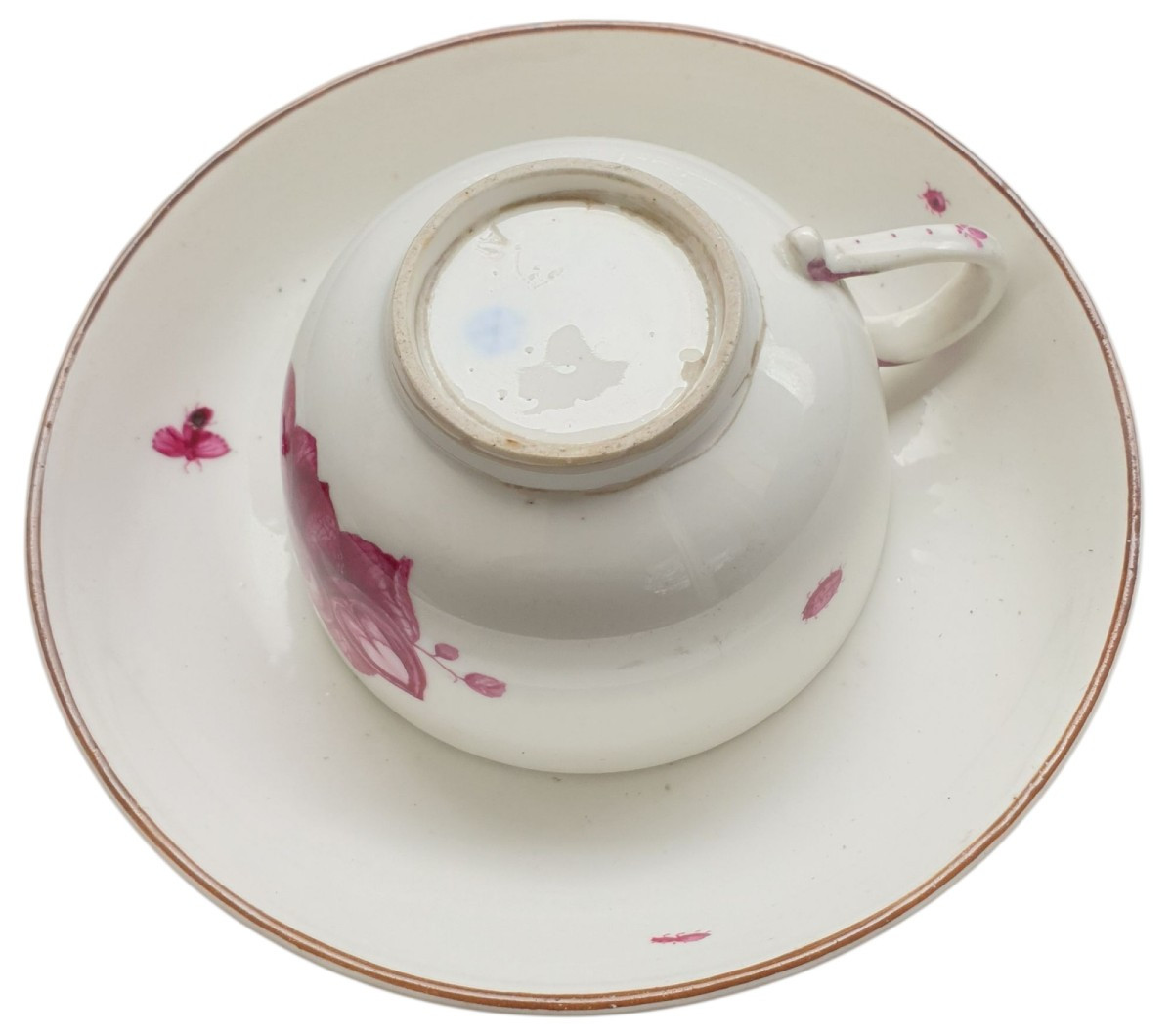 Hochst 18th Century Pair Of Porcelain Cups And Saucers Decorated With Flowers And Insects-photo-2