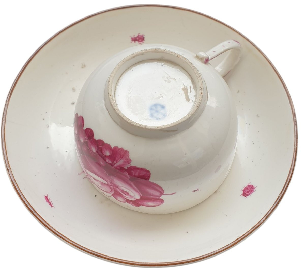 Hochst 18th Century Pair Of Porcelain Cups And Saucers Decorated With Flowers And Insects-photo-3