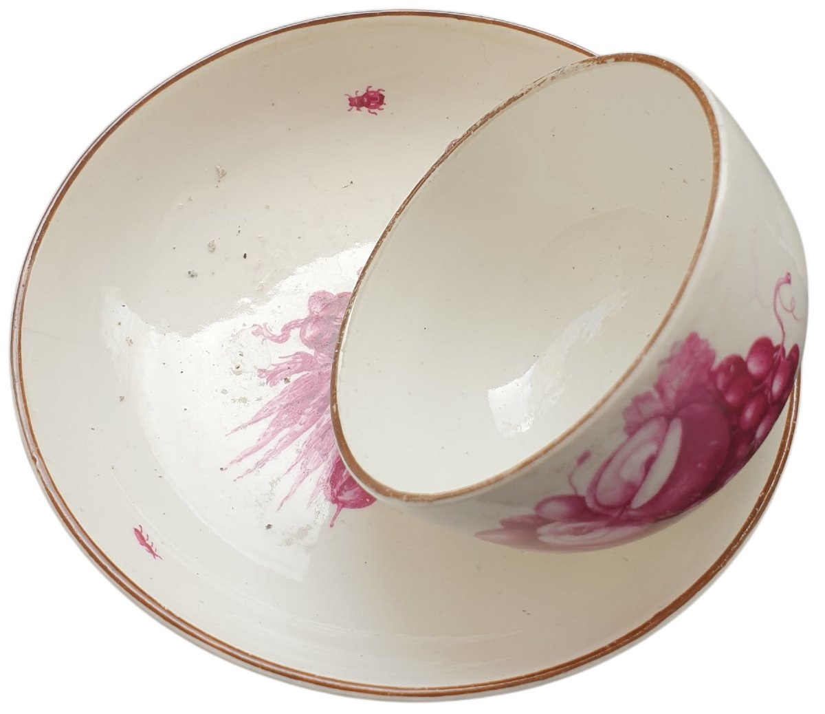 Hochst 18th Century Pair Of Porcelain Cups And Saucers Decorated With Flowers And Insects-photo-4