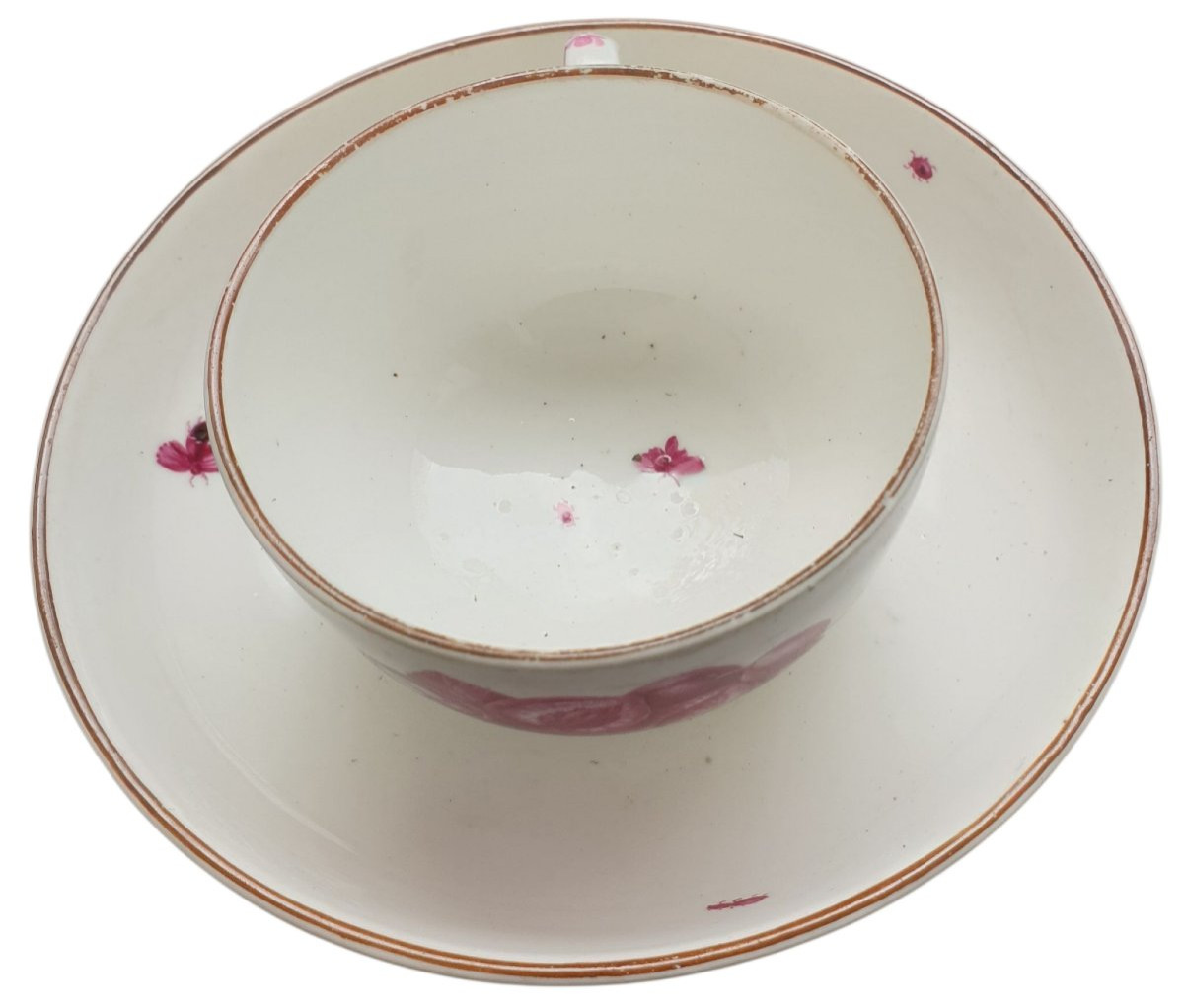 Hochst 18th Century Pair Of Porcelain Cups And Saucers Decorated With Flowers And Insects-photo-7