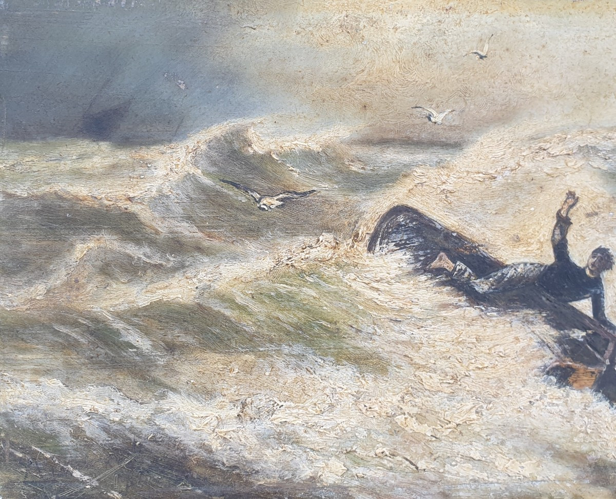 Ludovic Napoléon Lepic, Attributed, Oil On Panel, Dated 1889, Shipwreck -photo-3