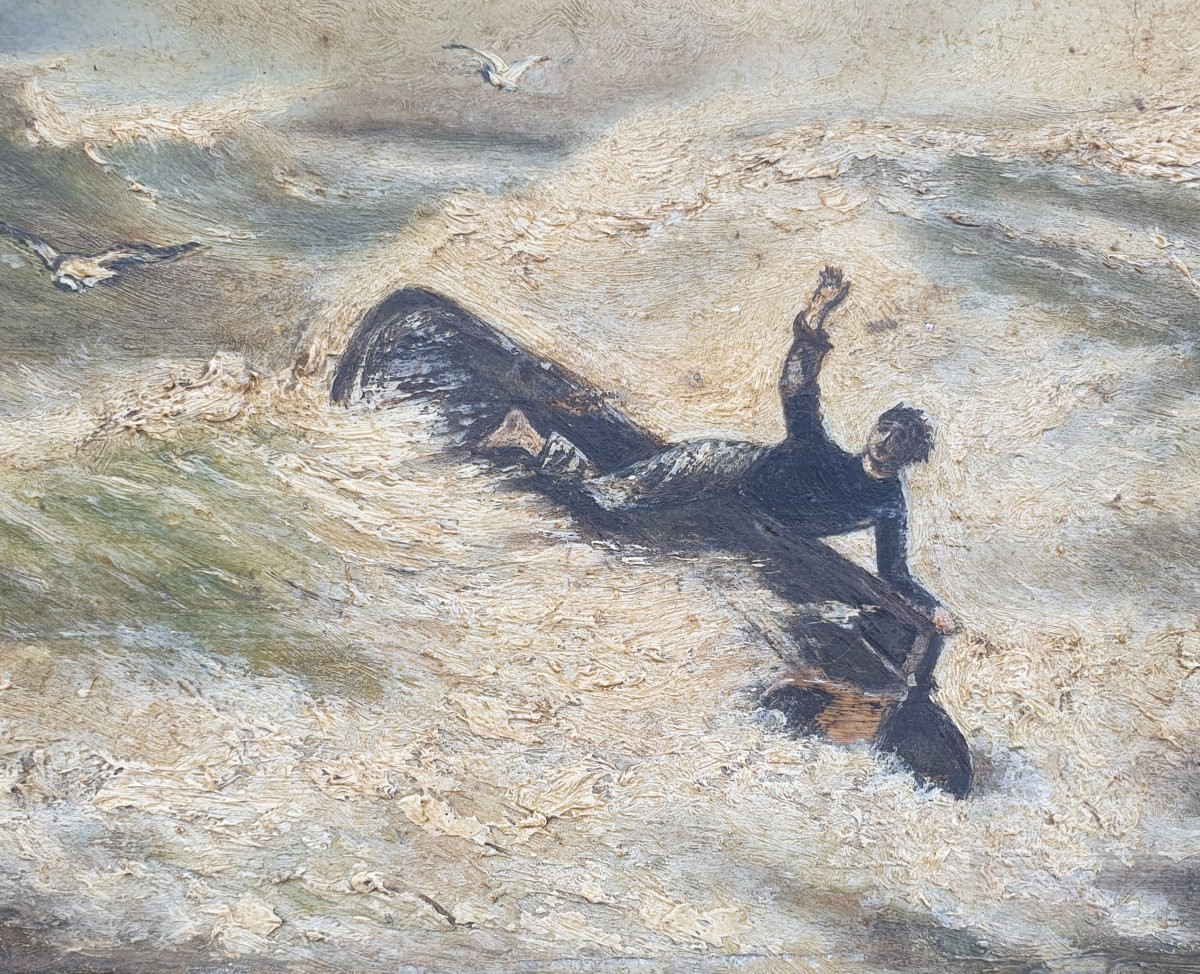 Ludovic Napoléon Lepic, Attributed, Oil On Panel, Dated 1889, Shipwreck -photo-6
