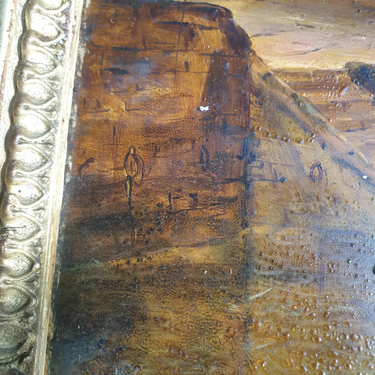 Huile sur panneau marine retour de pêche XIXeme signature a identifier -photo-3
