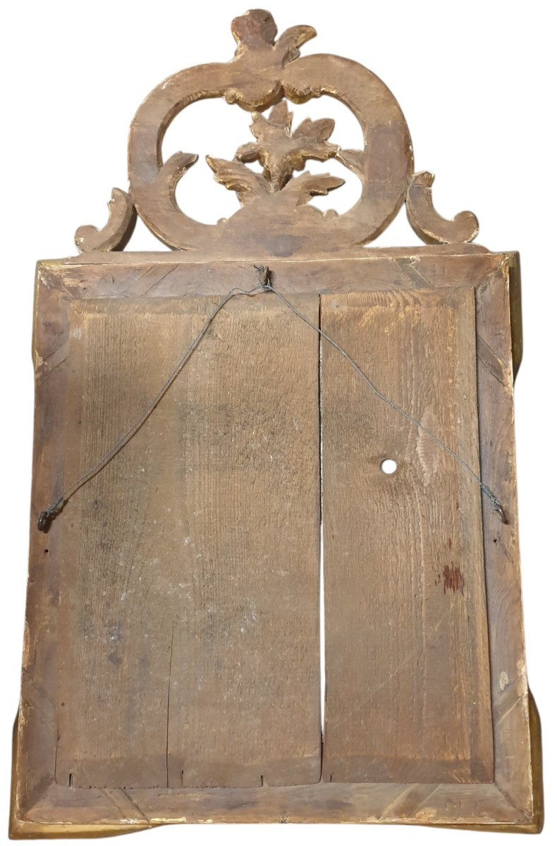 Miroir à Parecloses En Bois Doré D’époque Régence-photo-2