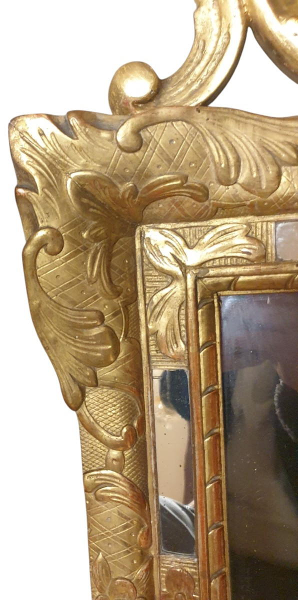 Miroir à Parecloses En Bois Doré D’époque Régence-photo-4