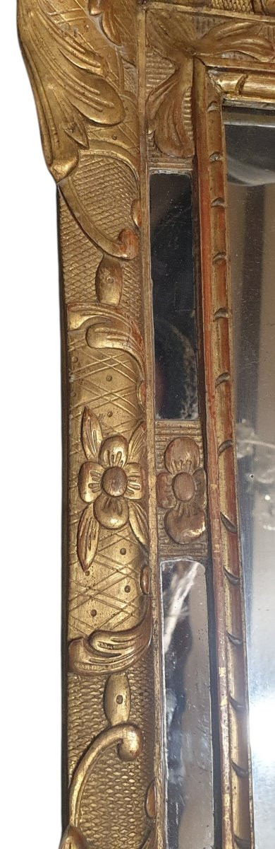 Miroir à Parecloses En Bois Doré D’époque Régence-photo-2