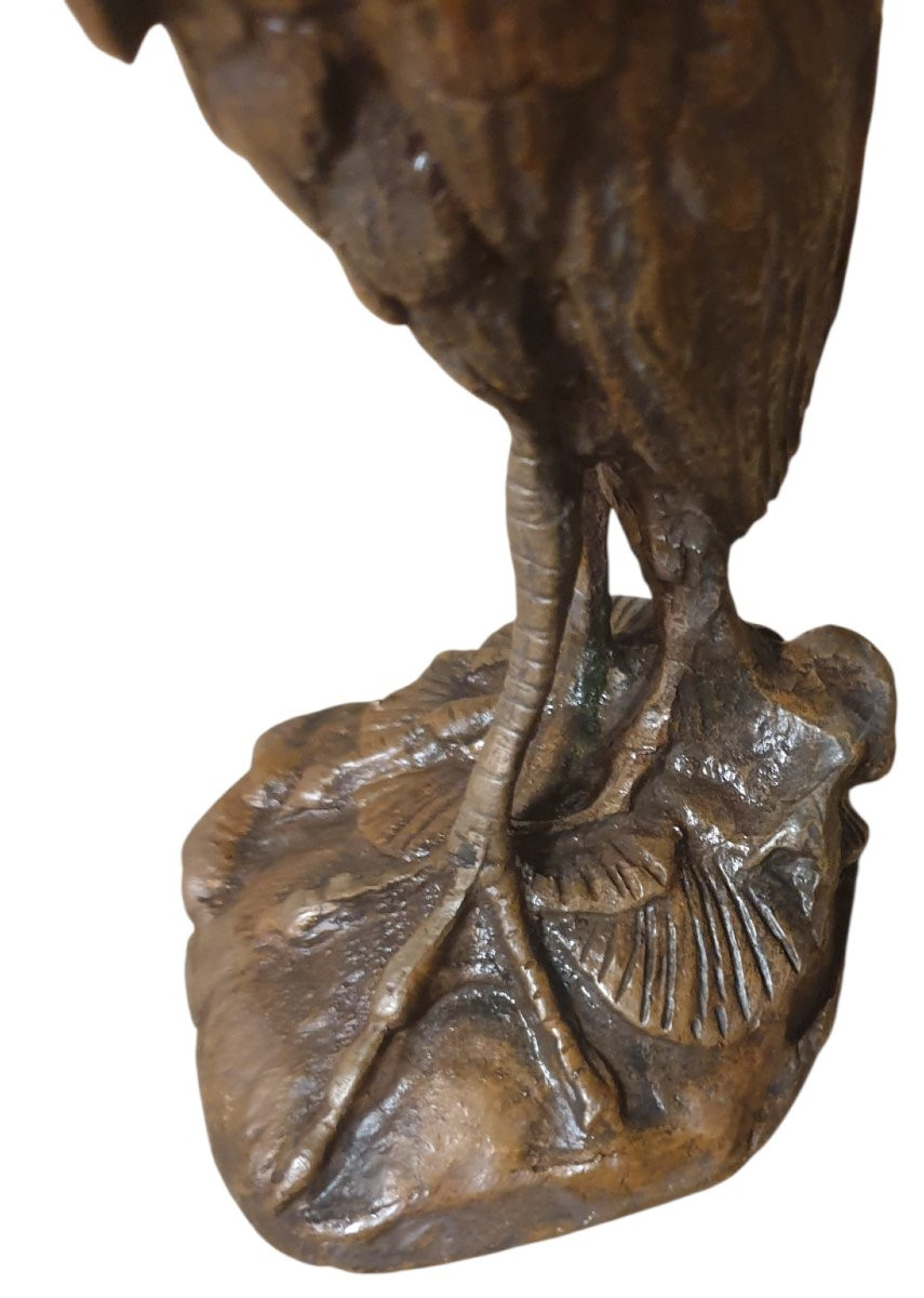 Emmanuel Frémiet Bronze The Heron Bronze Animal -photo-3