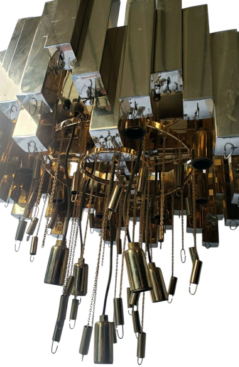 Grand lustre vintage Lumica et venini époque 1970-photo-2