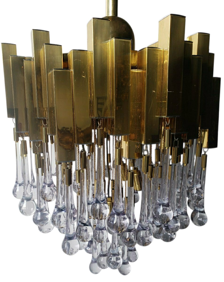 Grand lustre vintage Lumica et venini époque 1970-photo-7