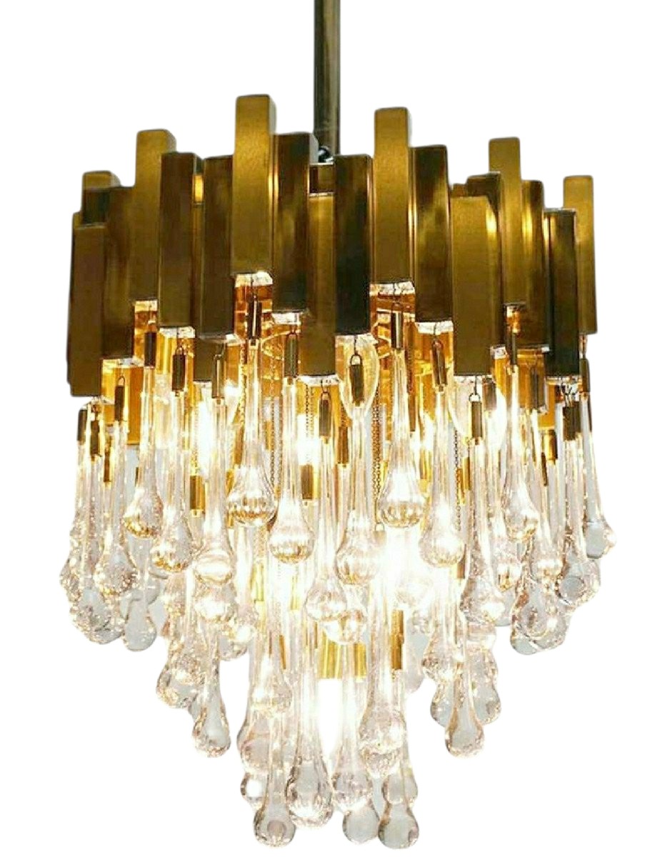 Grand lustre vintage Lumica et venini époque 1970