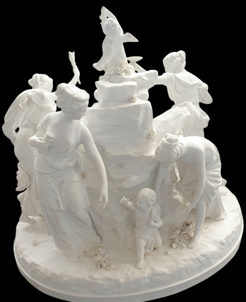 Sevres immense groupe d'après Boisot Simon Louis 12 sujets 40 cm de hauteur 