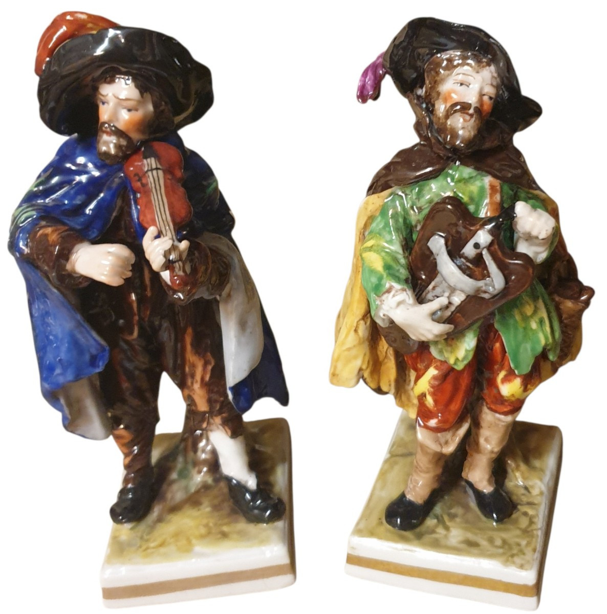 2 miniatures joueurs d'instruments allemande Volkstedt Rudolstadt