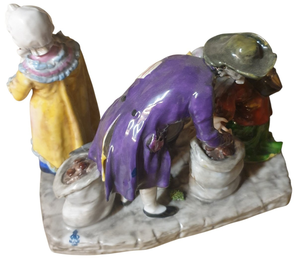 Porcelaine allemande autour du feux a cuire des châtaignes-photo-2