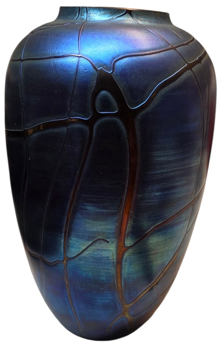 Loetz immense vase irisé décors pampas hauteur 32 cm-photo-2