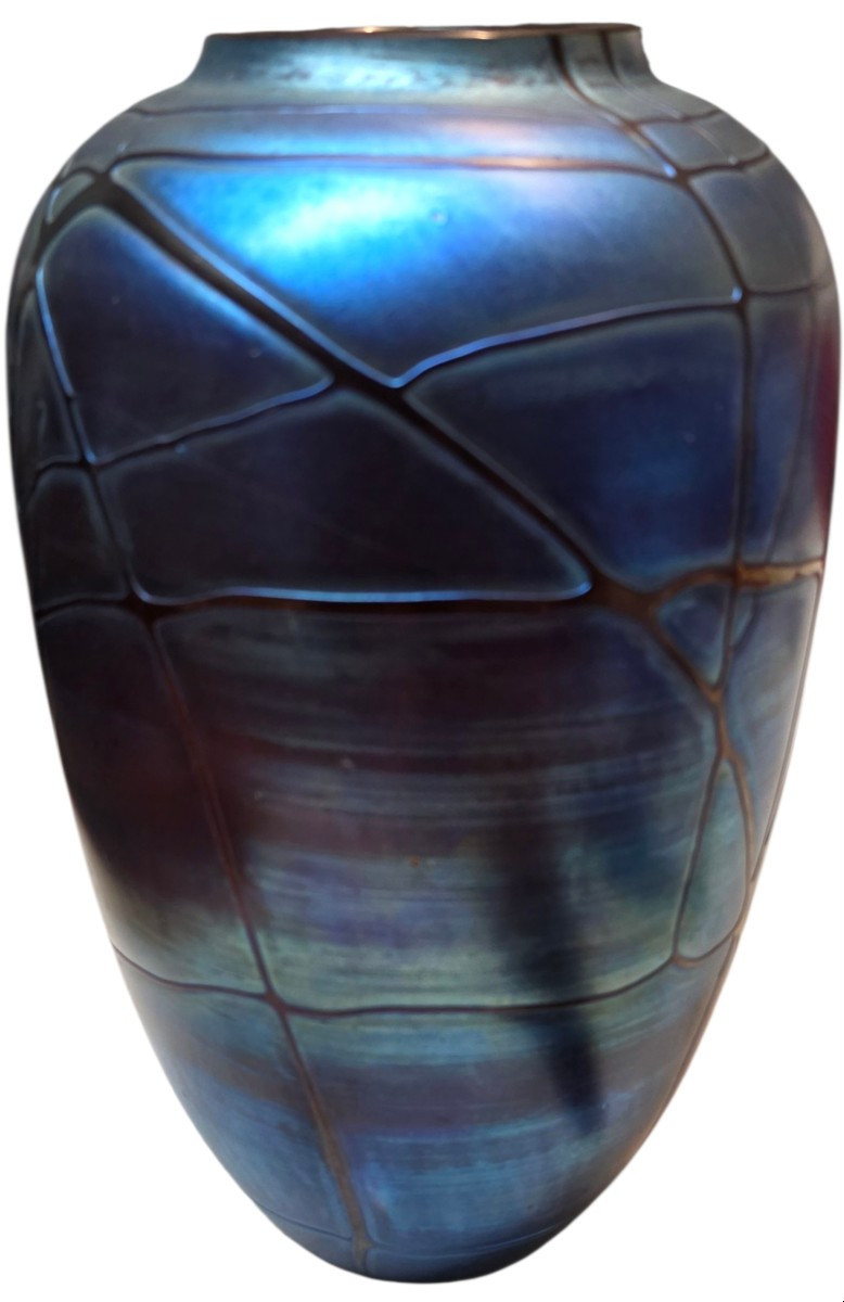 Loetz immense vase irisé décors pampas hauteur 32 cm-photo-4