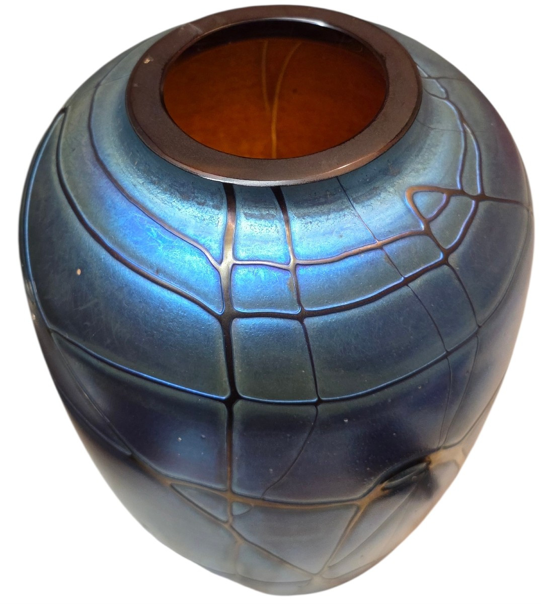 Loetz immense vase irisé décors pampas hauteur 32 cm-photo-1
