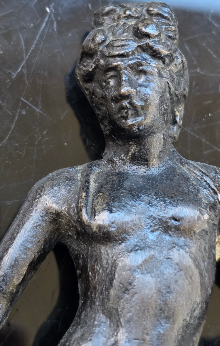 Statuette d'éphèbe en bronze probablement Antinoüs d’après l'Antique XIXème -photo-2