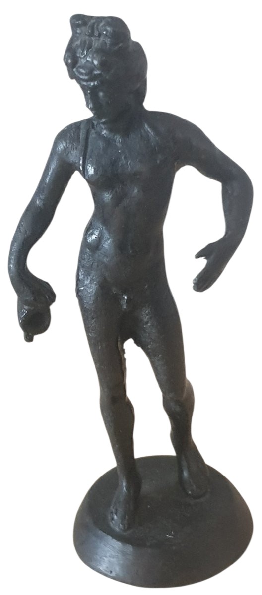Statuette d'éphèbe en bronze probablement Antinoüs d’après l'Antique XIXème -photo-4