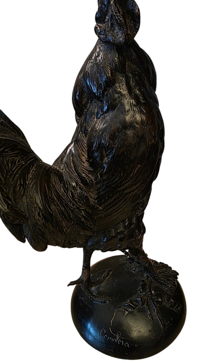 Comolera Alexandre Paul Bronze Rooster Patinated Medal -photo-5