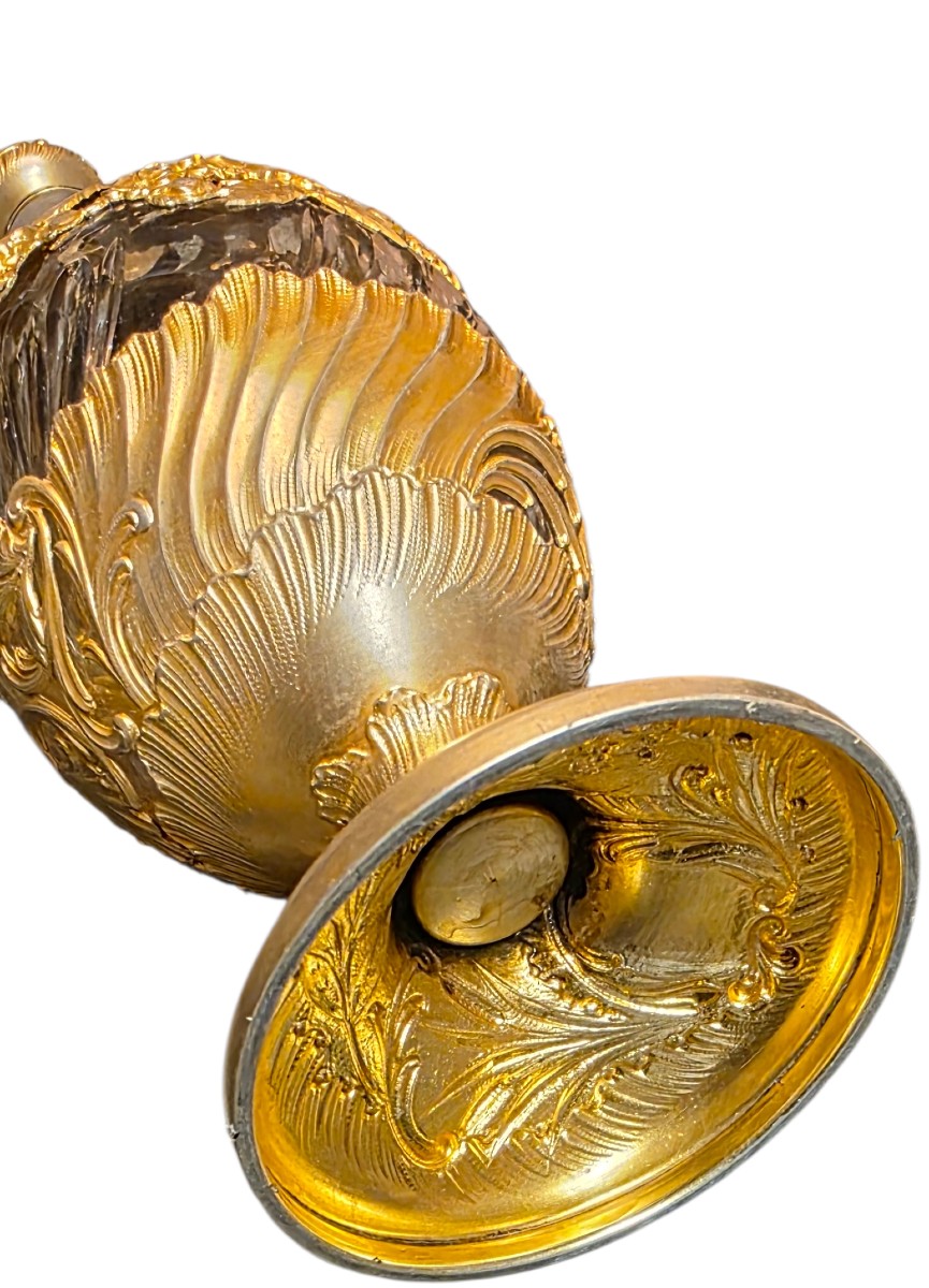 Art Nouveau Vermeil And Solid Silver Carafe/bottle With Monogram -photo-1