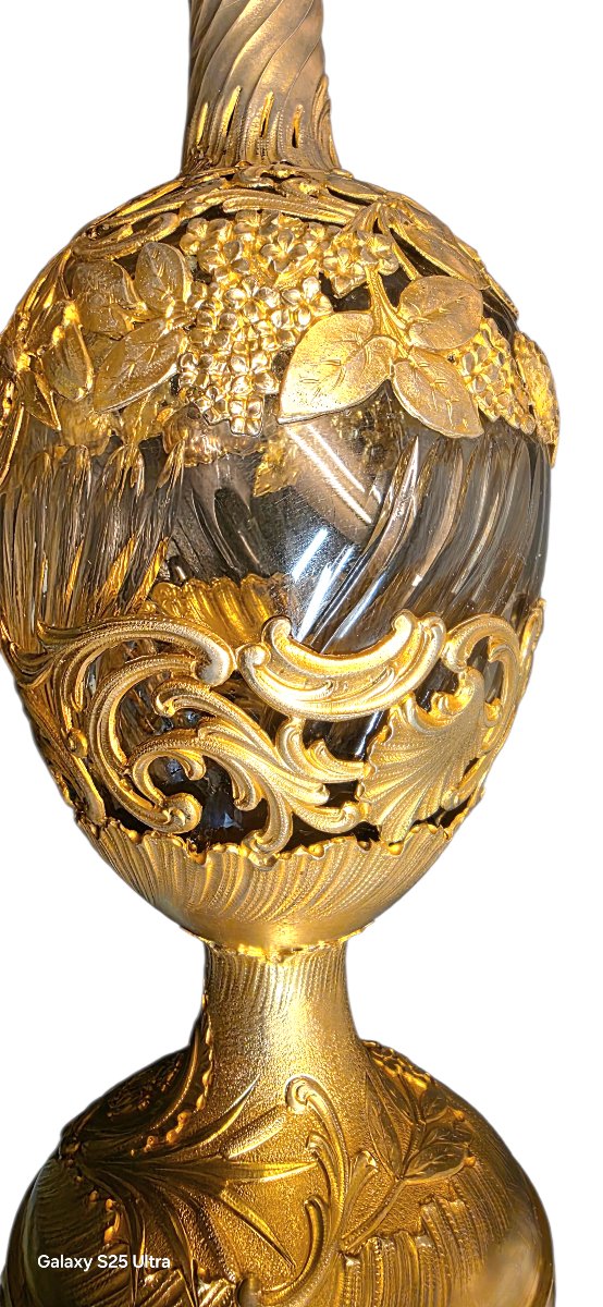 Art Nouveau Vermeil And Solid Silver Carafe/bottle With Monogram -photo-5