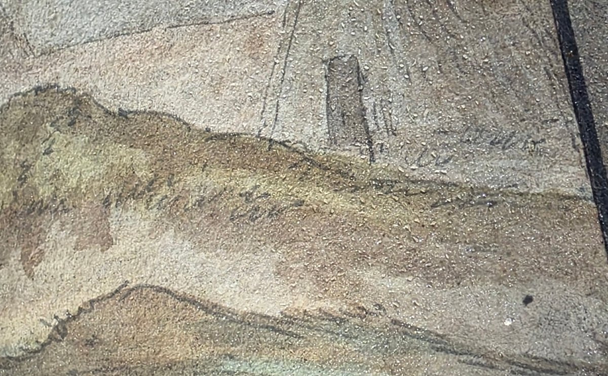 Angelo Uggeri Watercolor, Italian School, Temple, Figures, Animals -photo-1