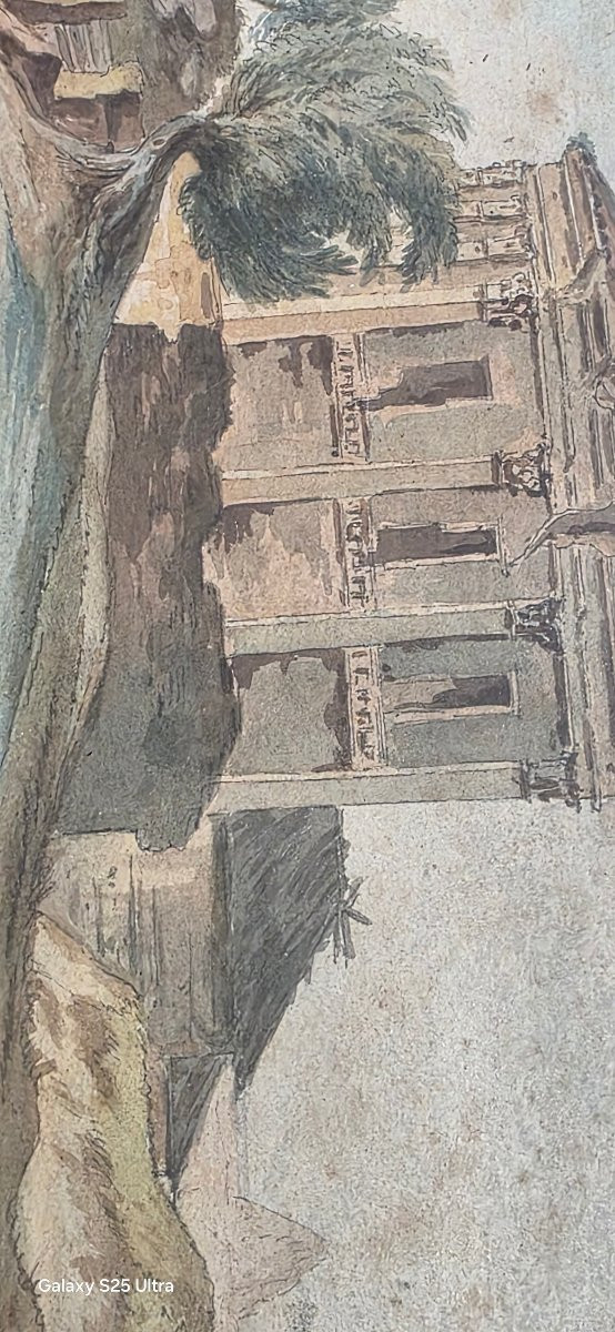 Angelo Uggeri Watercolor, Italian School, Temple, Figures, Animals -photo-6