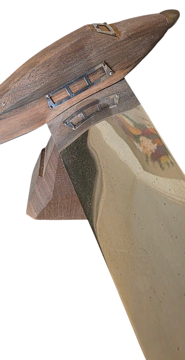 Art Deco Metal And Palissandre Airplane Model -photo-3