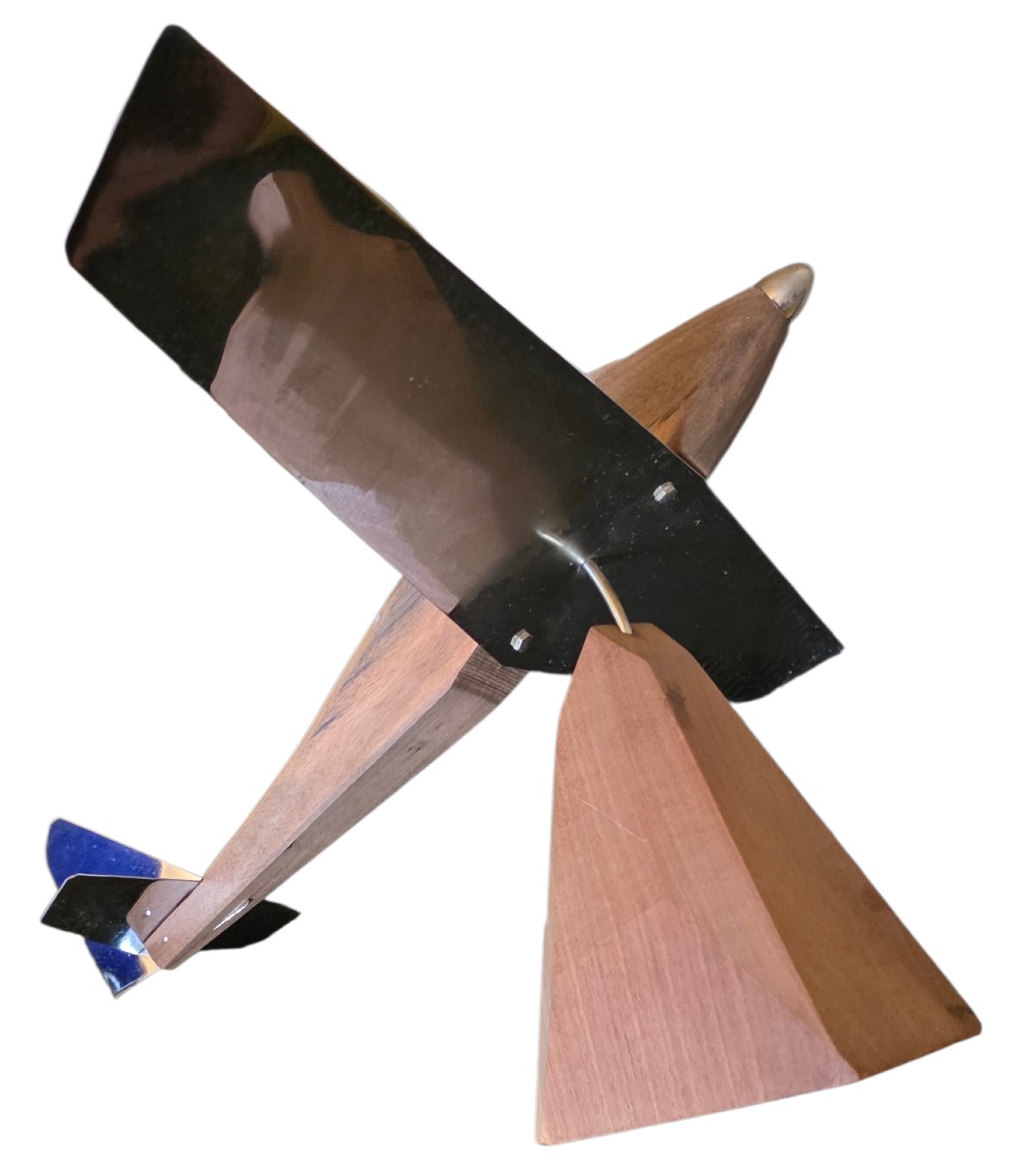 Art Deco Metal And Palissandre Airplane Model -photo-4