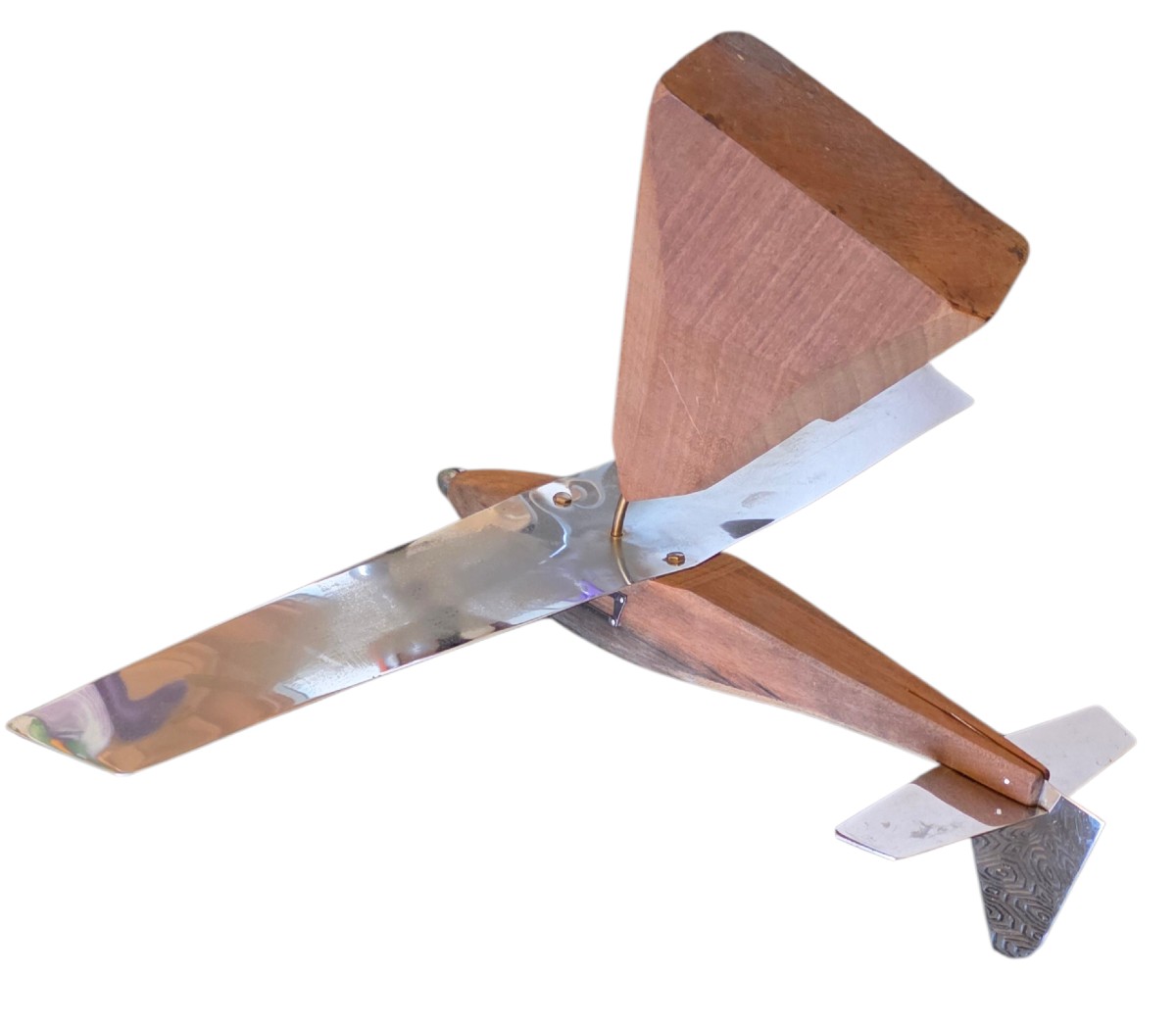 Art Deco Metal And Palissandre Airplane Model -photo-1