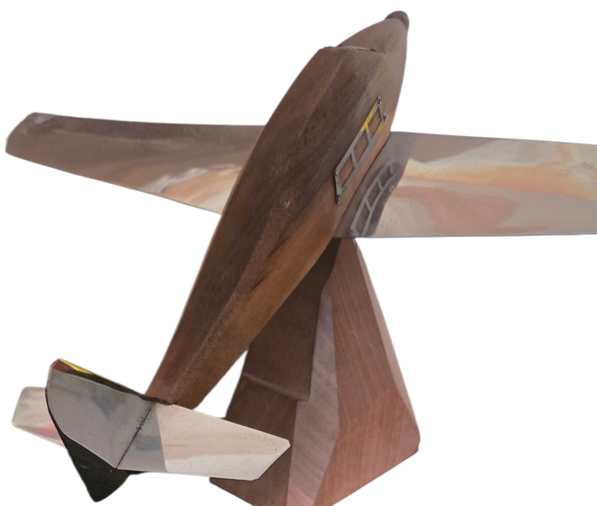 Art Deco Metal And Palissandre Airplane Model 