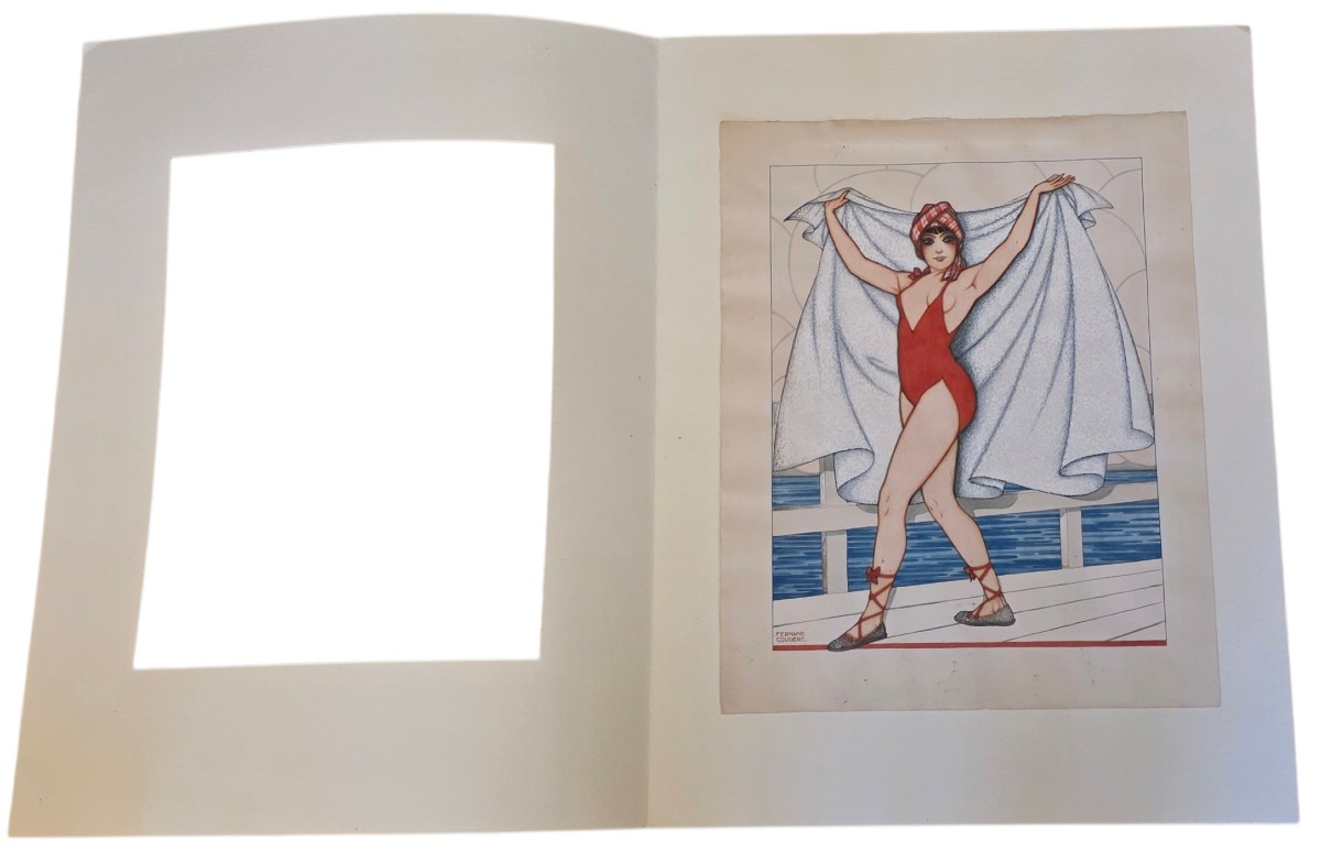 Fernand Couderc aquarelle la baigneuse a la serviette -photo-2