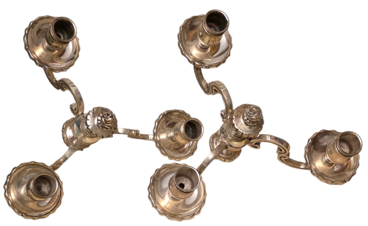 Pair Of Louis XVI Bronze Three-light Candelabra -photo-5