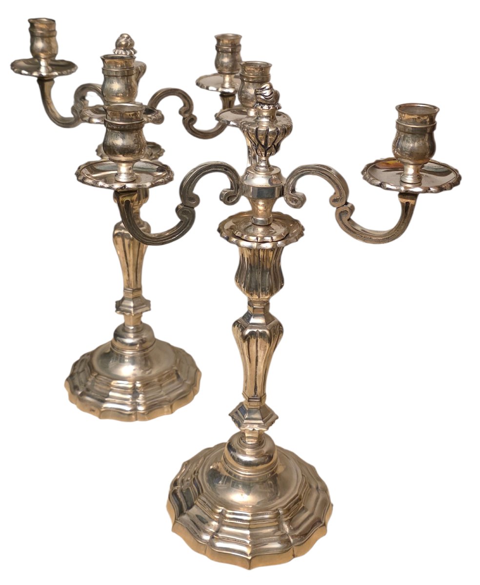 Pair Of Louis XVI Bronze Three-light Candelabra -photo-7