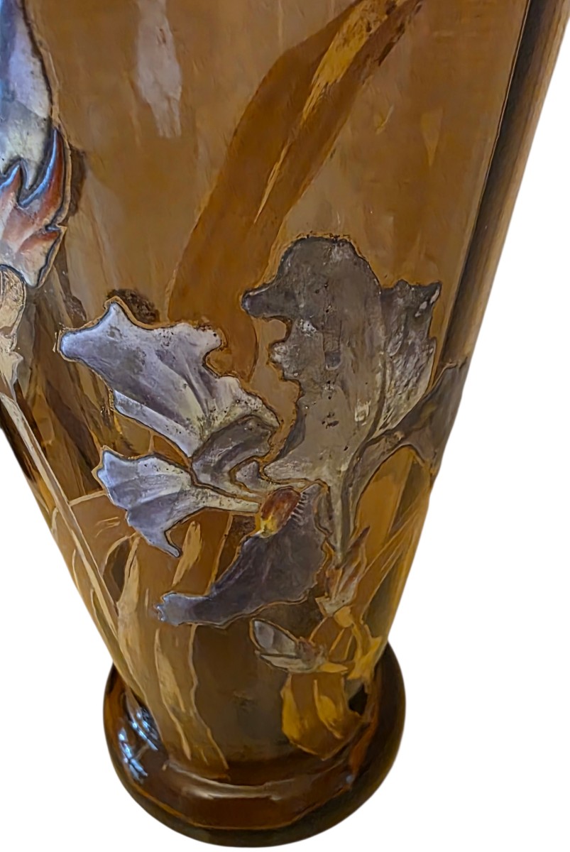 Montjoye Enameled Vase Coloured H 37 Cm-photo-1