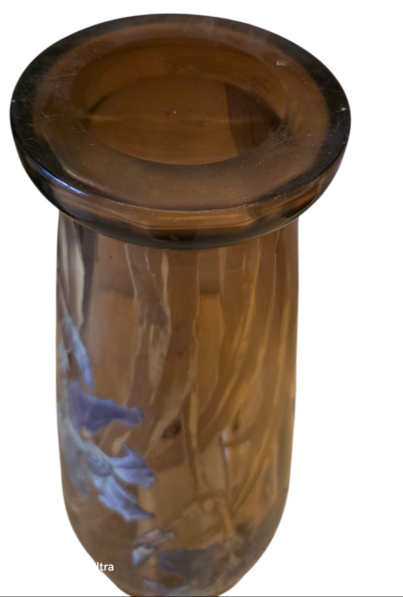 Montjoye Enameled Vase Coloured H 37 Cm-photo-3