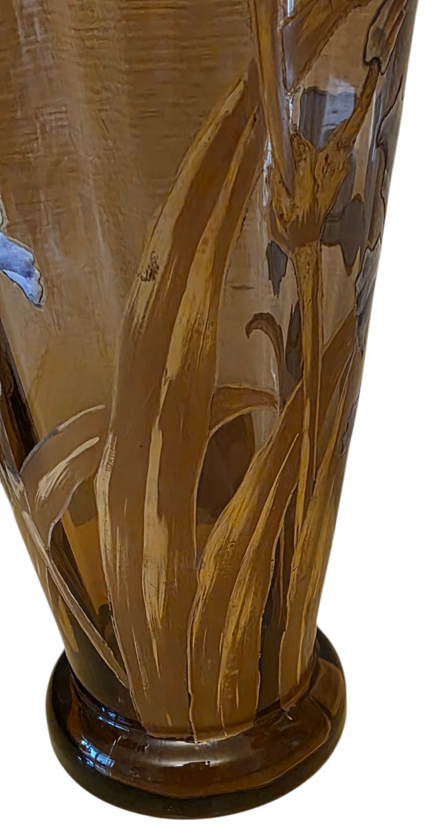 Montjoye Enameled Vase Coloured H 37 Cm-photo-5