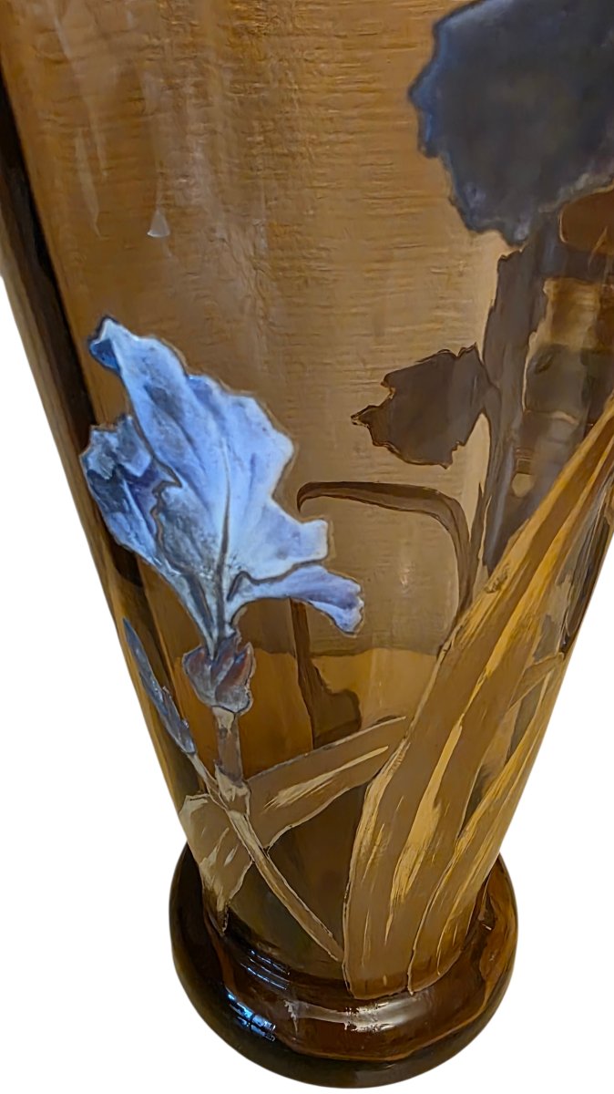 Montjoye Enameled Vase Coloured H 37 Cm-photo-6